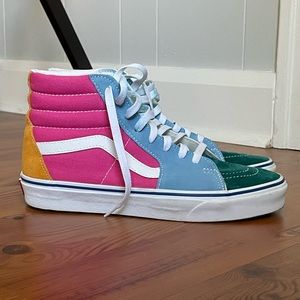 VANS SK8-HI Top Color Block Pink Blue Green and Orange - Women’s US Size 9.5